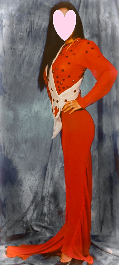 Red Dress Slinky Knit Red Hearts Pageant Showgirl Gown