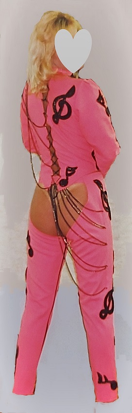 Pink Denim Chaps Black Chains Black Sequin Appliques
